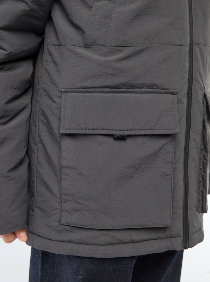 Parka ligera con capucha repelente al agua Negro - Kiabi