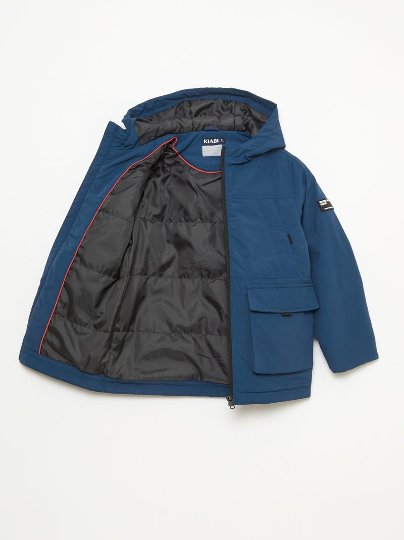 Parka ligera con capucha y 2 bolsillos fuelle con solapa Azul - Kiabi