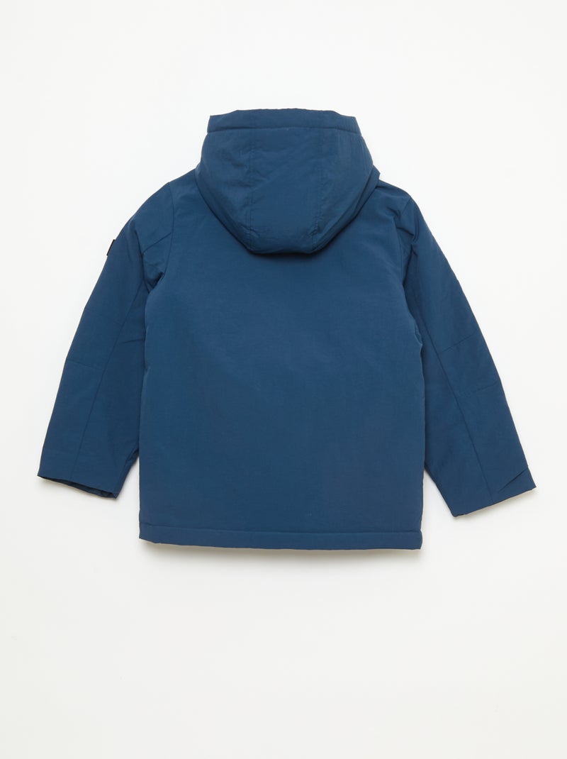 Parka ligera con capucha y 2 bolsillos fuelle con solapa Azul - Kiabi