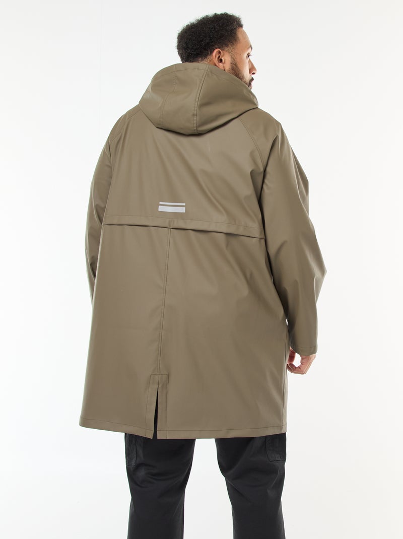 Parka lisa larga e hidrófuga con capucha Kaki - Kiabi