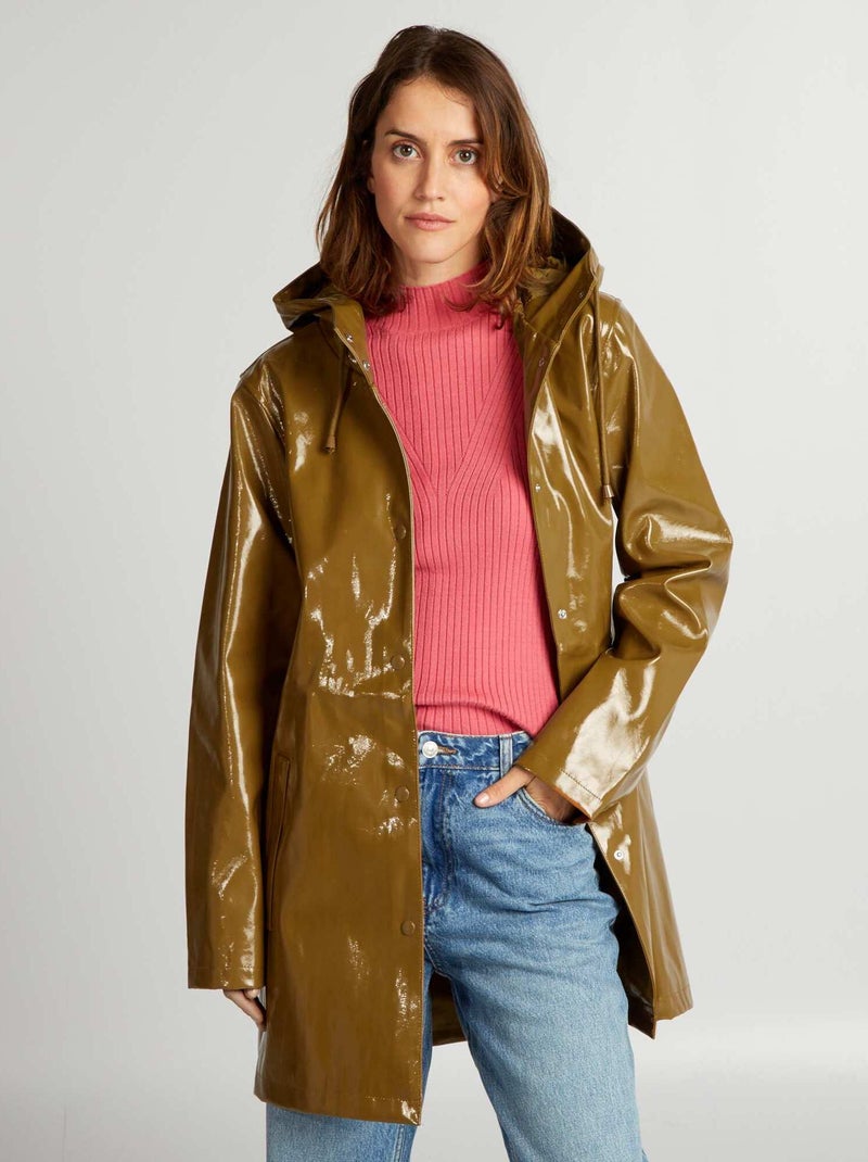 Parka midi de vinilo MARRON - Kiabi