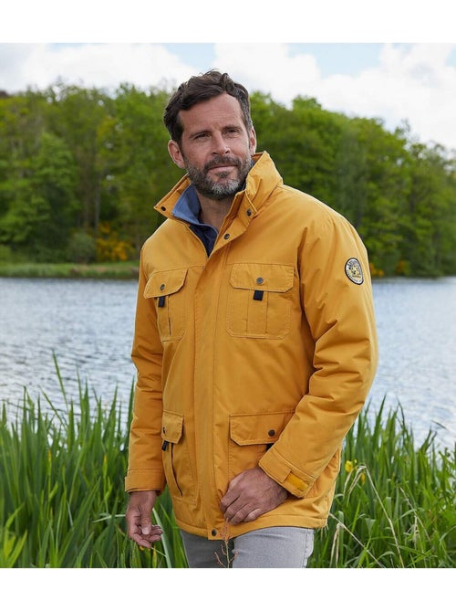 Parka multibolsillos de microfibra con capucha integrada y cuello alto - Kiabi Parka multibolsillos de microfibra con capucha integrada y cuello alto - Kiabi