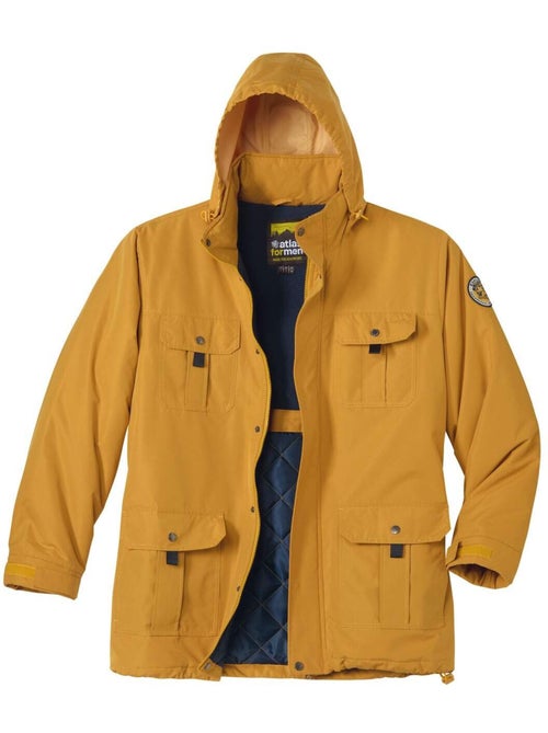 Parka multibolsillos de microfibra con cuello alto y capucha integrada - Kiabi Parka multibolsillos de microfibra con cuello alto y capucha integrada - Kiabi