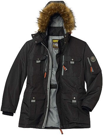 Parka multibolsillos de taslan con capucha para mucho frío
