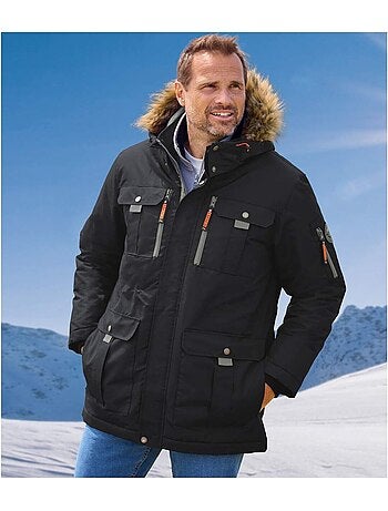 Parka multibolsillos de taslan con capucha para mucho frío