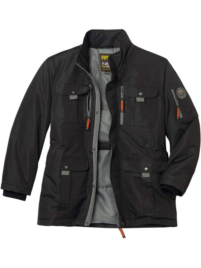 Parka multibolsillos de taslan con capucha para mucho frío Negro - Kiabi