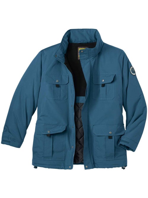 Parka multibolsillos forrada de micropolar con capucha integrada y cuello alto - Kiabi