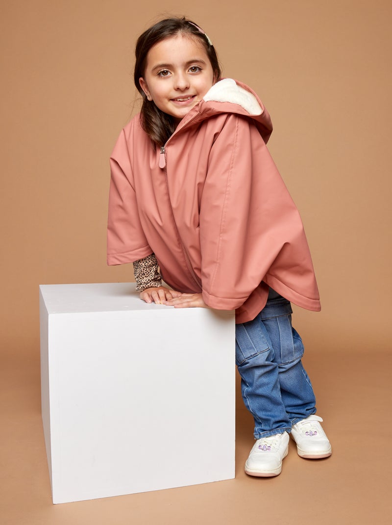 Parka poncho de pelo sintético - colección fácil de poner ROSA - Kiabi