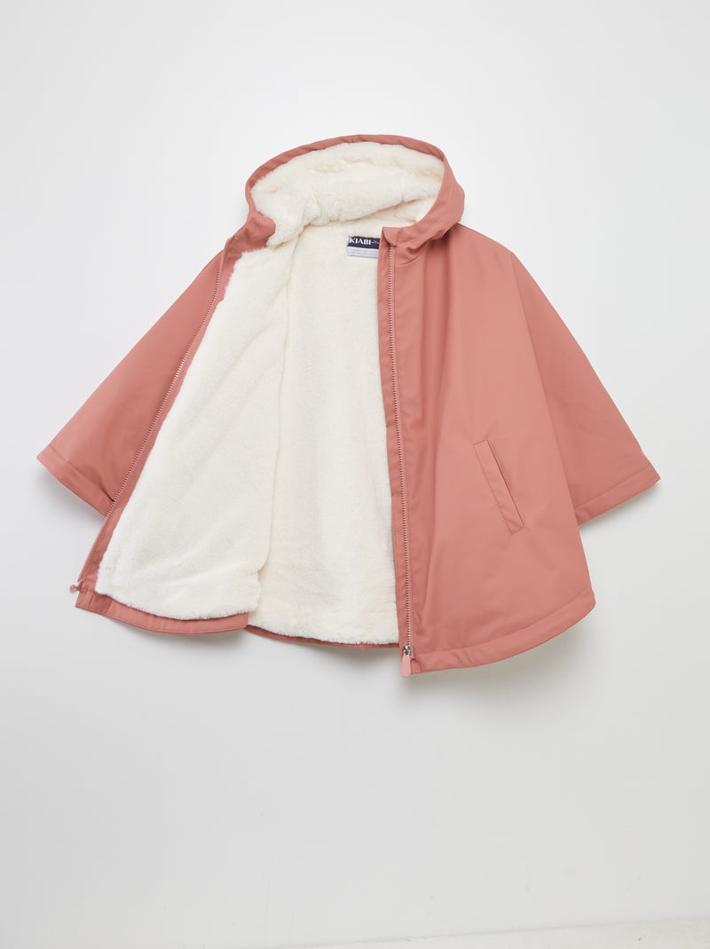 Parka poncho de pelo sintético - colección fácil de poner ROSA - Kiabi