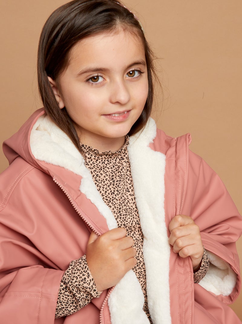 Parka poncho de pelo sintético - colección fácil de poner ROSA - Kiabi