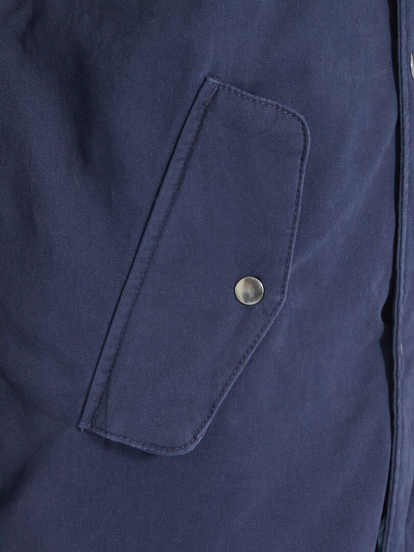 Parka 'Produkt' largo medio con capucha de borreguito azul marino - Kiabi
