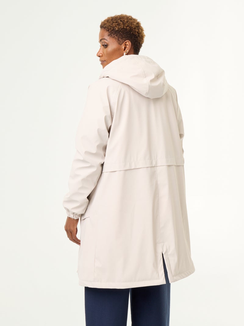 Parka recta forrada de pelo sintético Gris - Kiabi