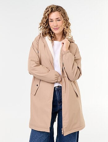 Parka recta forrada de pelo sintético
