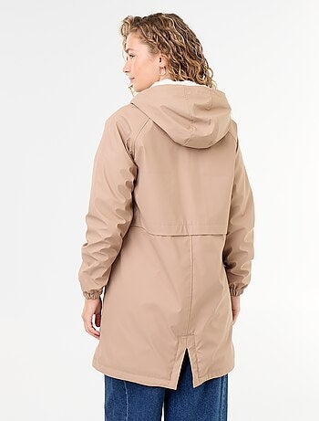 Parka recta forrada de pelo sintético