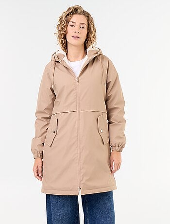 Parka recta forrada de pelo sintético