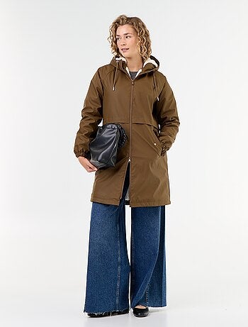 Parka recta forrada de pelo sintético