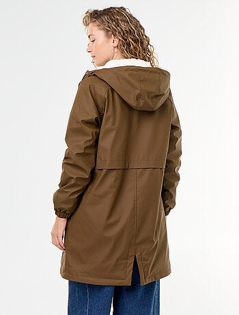 Parka recta forrada de pelo sintético