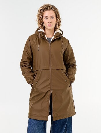 Parka recta forrada de pelo sintético