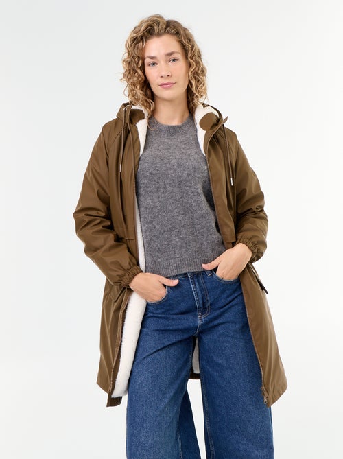 Parka recta forrada de pelo sintético - Kiabi Parka recta forrada de pelo sintético - Kiabi