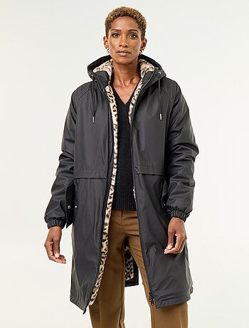 Parka recta forrada de pelo sintético