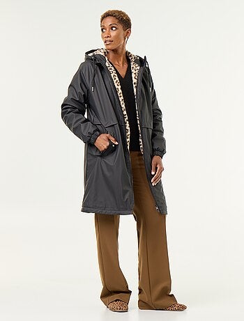 Parka recta forrada de pelo sintético