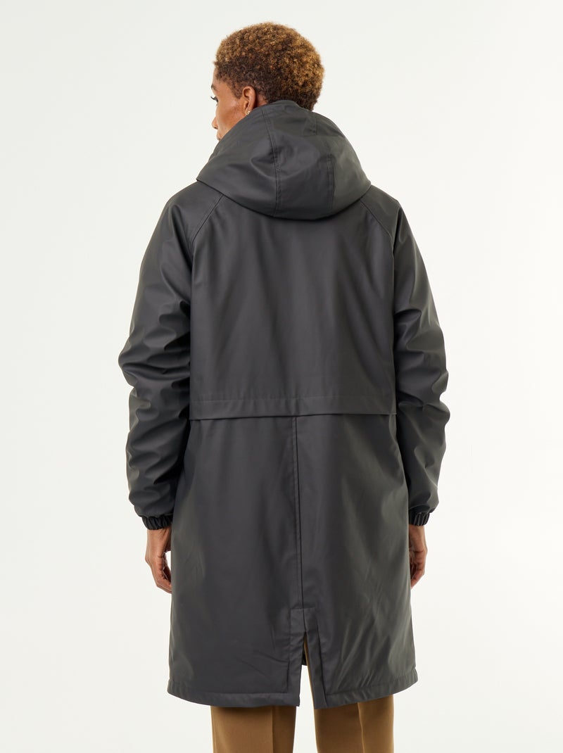 Parka recta forrada de pelo sintético Negro - Kiabi