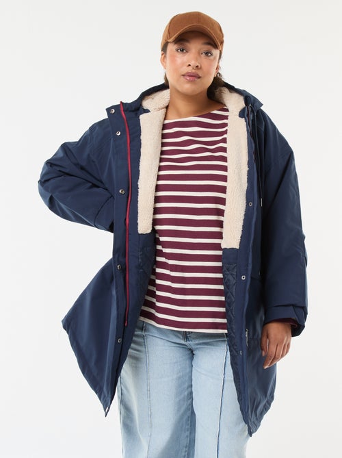 Parka repelente al agua con capucha efecto borreguito - Kiabi