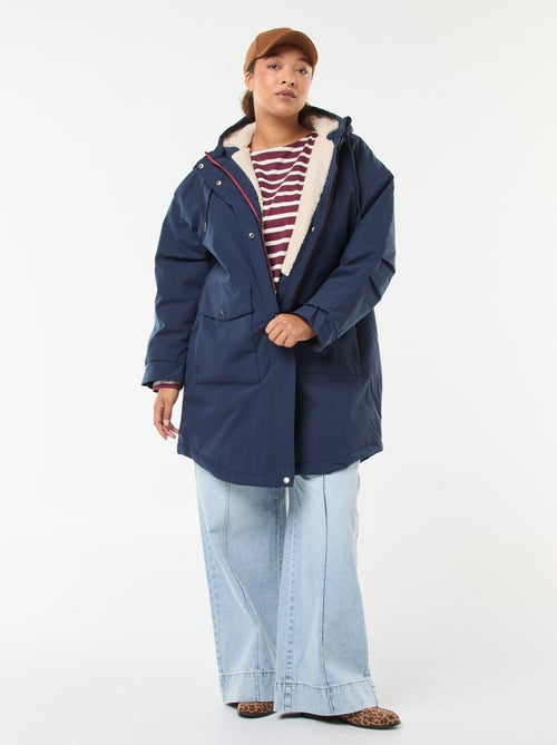 Parka repelente al agua con capucha efecto borreguito - Kiabi