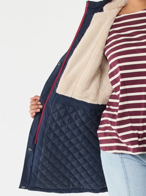 Parka repelente al agua con capucha efecto borreguito - Kiabi