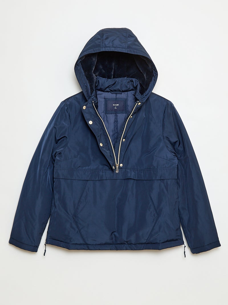 Parka repelente al agua con capucha forrada - colección fácil de poner Azul - Kiabi