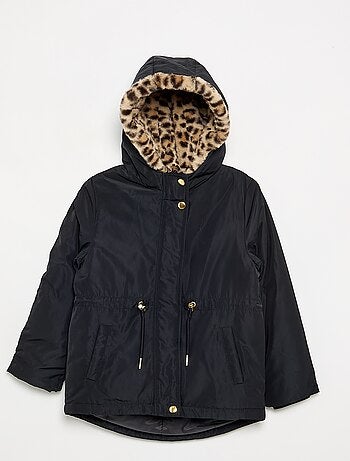 Parka suave con capucha de pelo sintético