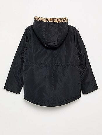 Parka suave con capucha de pelo sintético