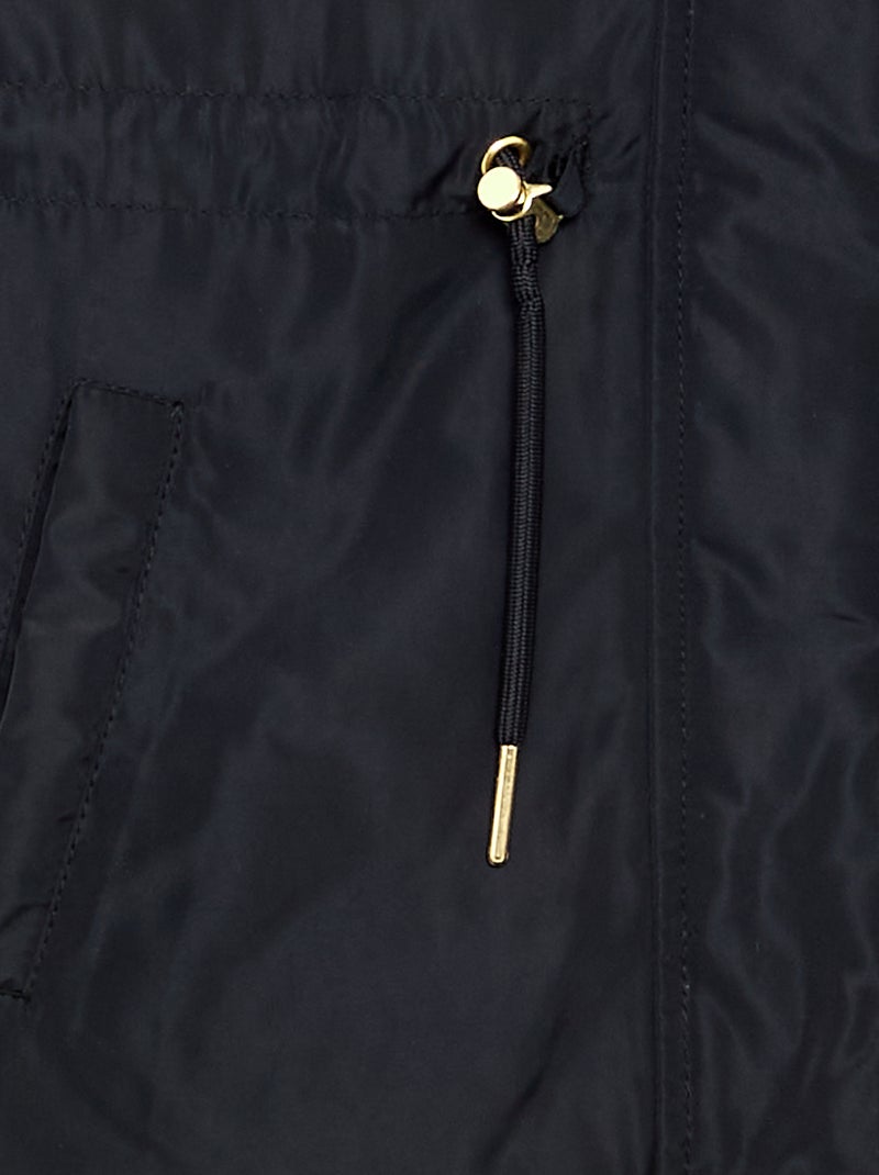Parka suave con capucha de pelo sintético Negro - Kiabi