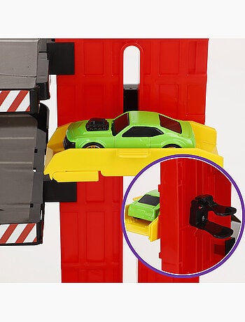 Parking de coches 3 niveles con helicóptero y coches metálicos teamsterz