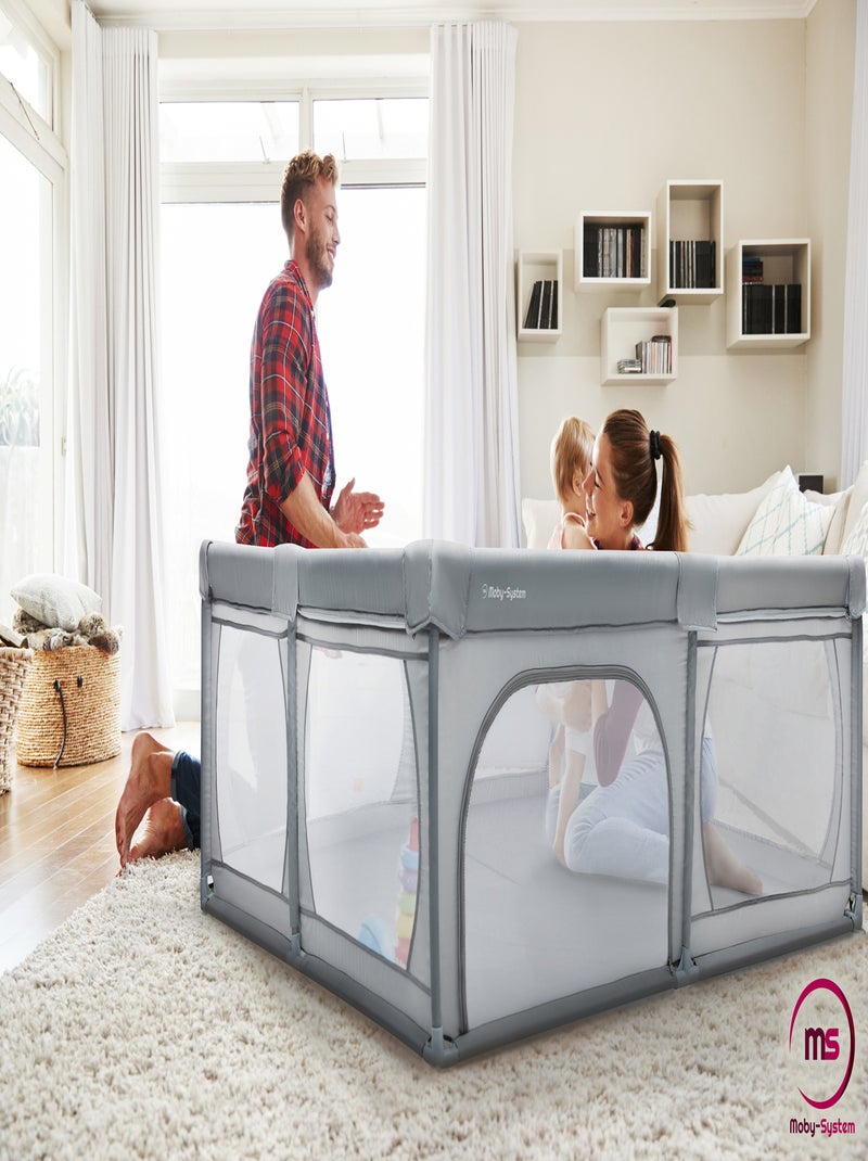 Parque de bebé plegable XXL 200x160cm con bolsa HyperMotion Gris - Kiabi
