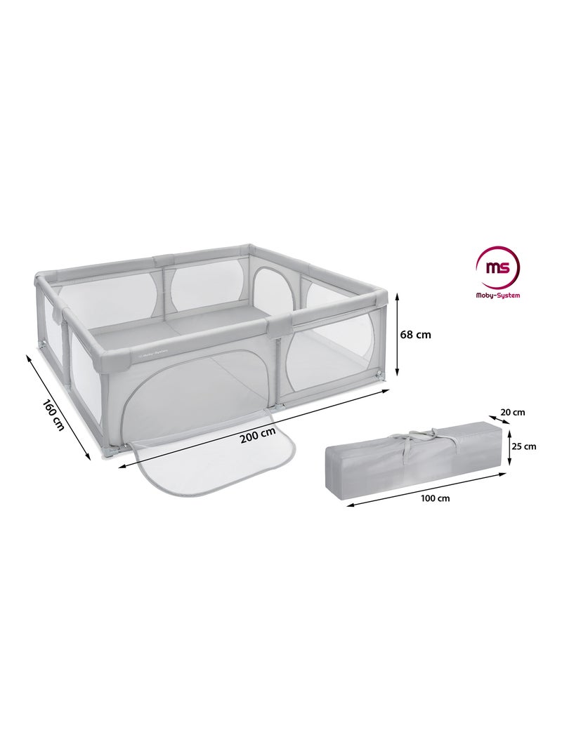 Parque de bebé plegable XXL 200x160cm con bolsa HyperMotion Gris - Kiabi
