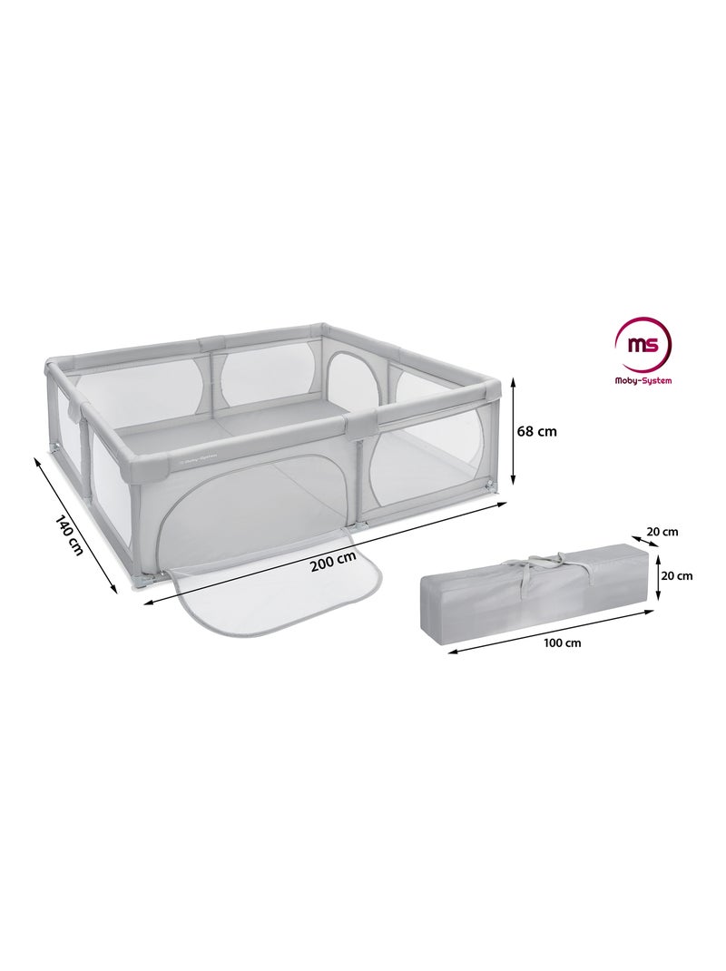 Parque de bebé XXL 200x140cm tela impermeable HyperMotion Gris - Kiabi