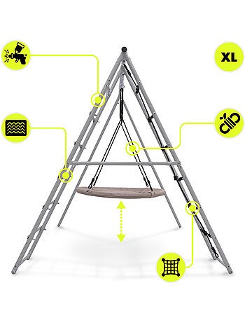 Parque de juegos de jardín xl hypermotion - nido de cigüeña 100 cm y red de escalada 180 kg