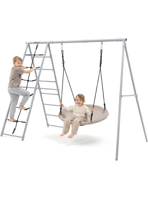 Parque de Juegos de Jardín XL HyperMotion - Nido de Cigüeña 100 cm y Red de Escalada 180 kg - Kiabi