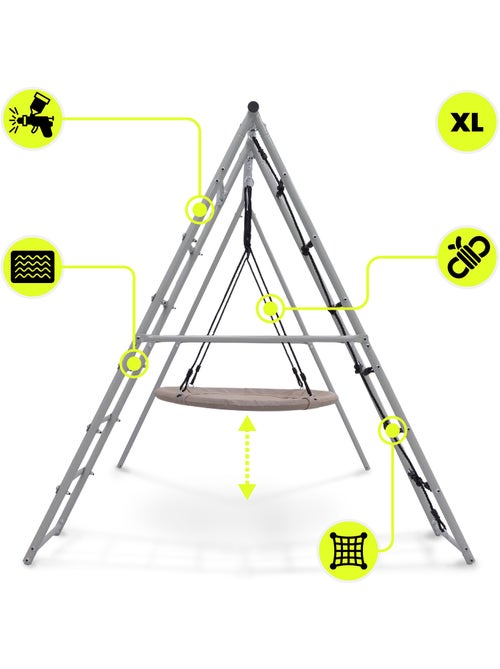 Parque de Juegos de Jardín XL HyperMotion - Nido de Cigüeña 100 cm y Red de Escalada 180 kg - Kiabi