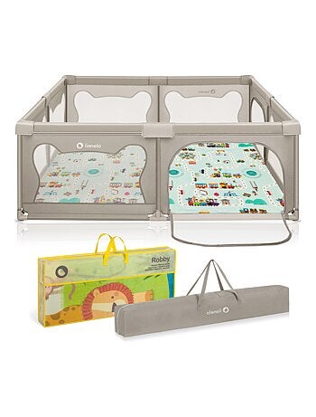 Parque infantil con colchoneta LIONELO Willow - 187 x 207 cm - Buen aislamiento del suelo - Colchone