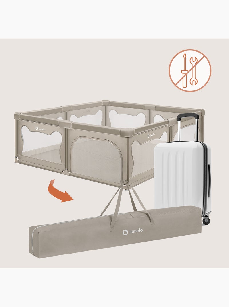 Parque infantil con colchoneta LIONELO Willow - 187 x 207 cm - Buen aislamiento del suelo - Colchone Beige - Kiabi