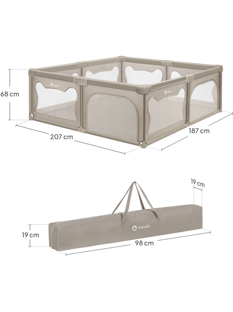 Parque infantil con colchoneta LIONELO Willow - 187 x 207 cm - Buen aislamiento del suelo - Colchone Beige - Kiabi