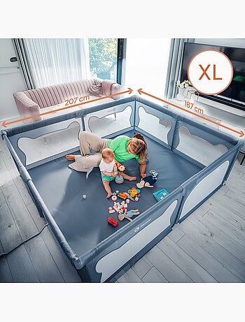 Parque infantil con colchoneta LIONELO Willow - 187 x 207 cm - Buen aislamiento del suelo - Colchone