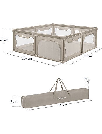 Parque infantil con colchoneta LIONELO Willow - 187 x 207 cm - Buen aislamiento del suelo - Colchone