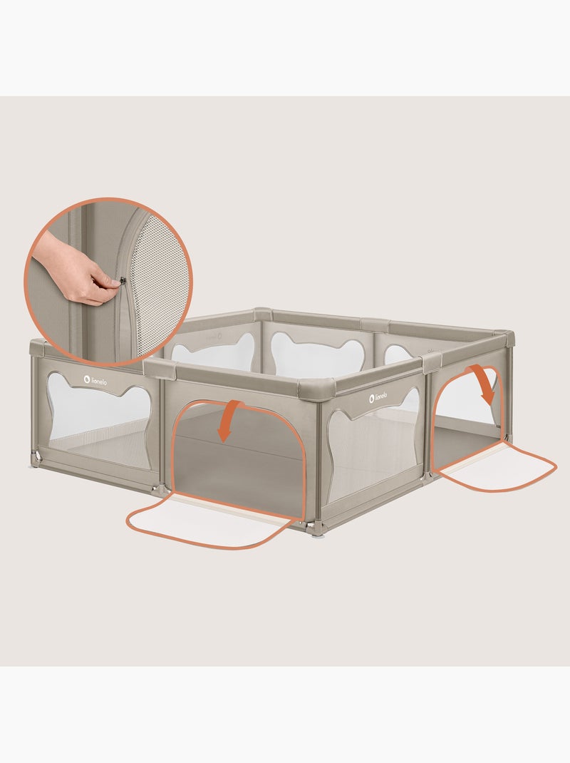 Parque infantil con colchoneta LIONELO Willow - 187 x 207 cm - Buen aislamiento del suelo - Colchone Beige/Blanco - Kiabi