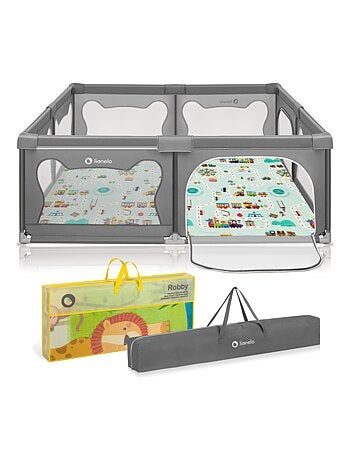 Parque infantil con colchoneta LIONELO Willow - 187 x 207 cm - Buen aislamiento del suelo - Colchone