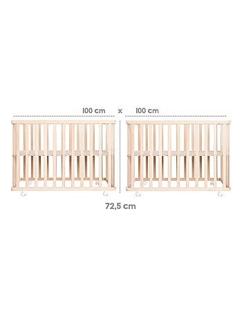 Parque infantil en madera maciza ajustable + alfombra cuadrada con estrellas 'little stars' - ROBA