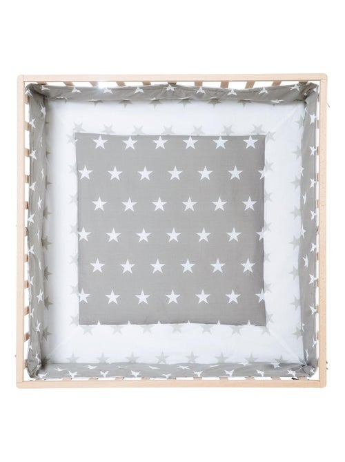 Parque infantil en madera maciza ajustable + alfombra cuadrada con estrellas 'little stars' - ROBA - Kiabi