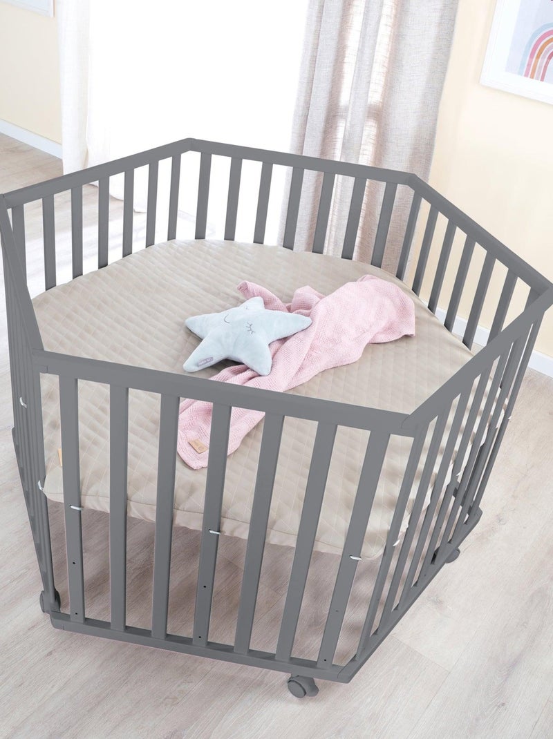Parque infantil hexagonal + alfombra repelente en cuero vegano lujo - ROBA 'luxe' Gris antracita - Kiabi
